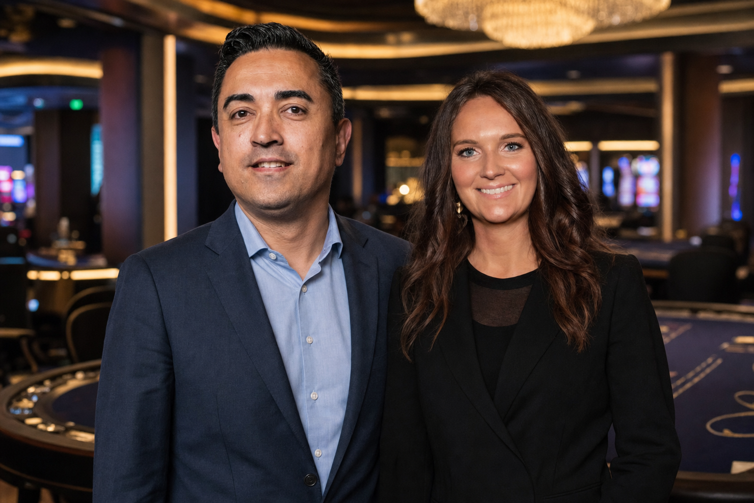 Björn Fuchs en Kim Hollands van Janshen-Hahnraths Group in een casino