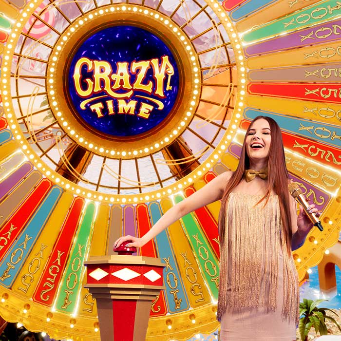 Crazy Time bonusgame met digitaal rad en gekleurde flappers
