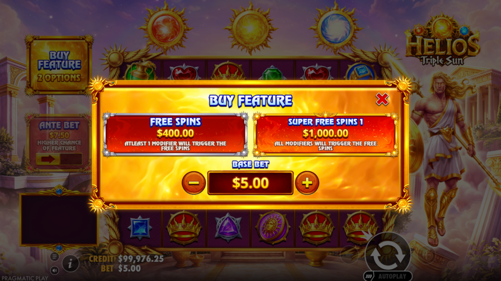 Internationale Bonus Buy-opties van Helios Triple Sun