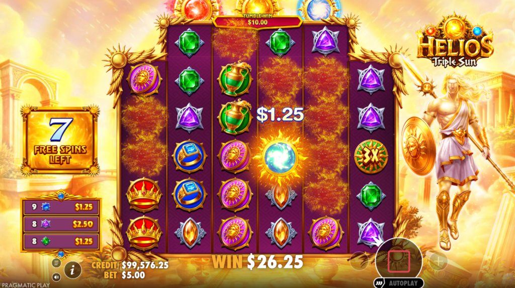 Multiplier tijdens de Free Spins van Helios Triple Sun