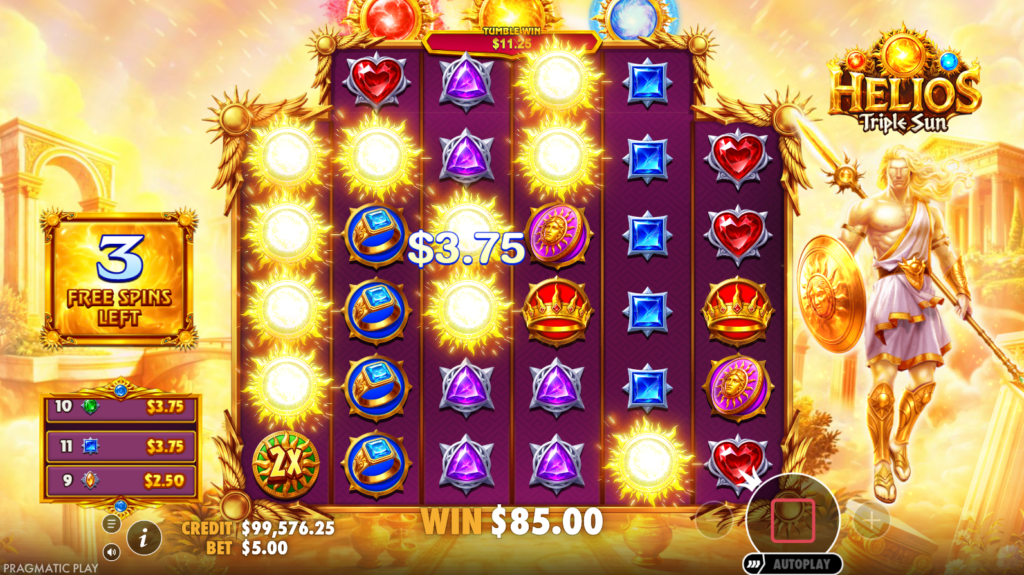 Reguliere Free Spins in Helios Triple Sun