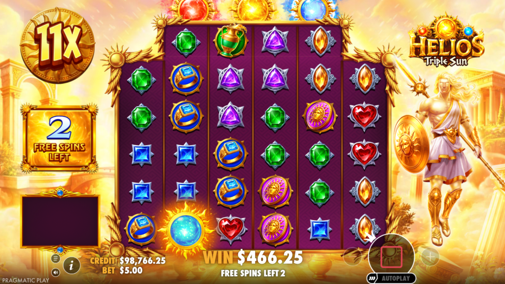 Super Free Spins met alle drie Sun-modifiers actief