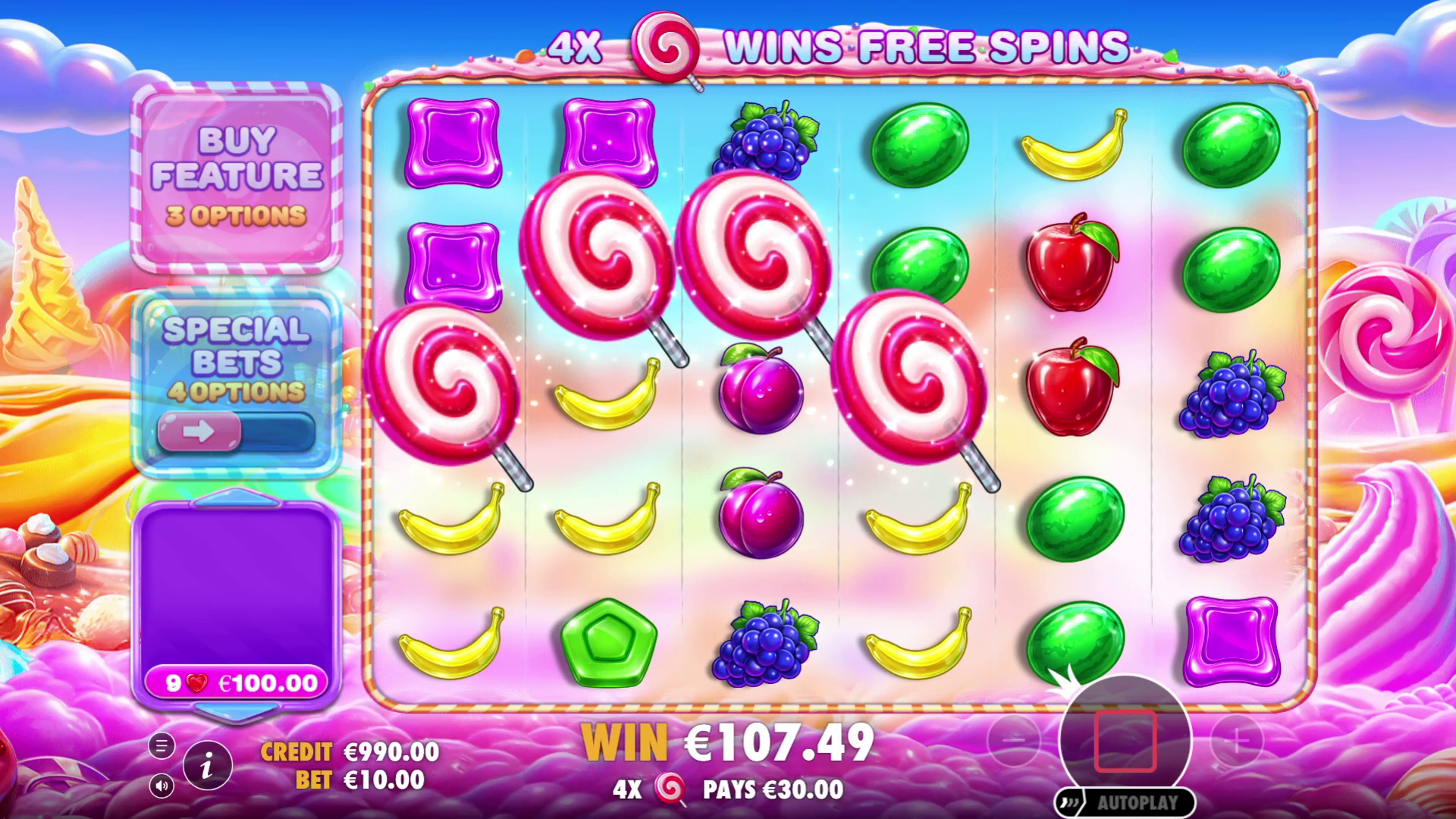 Scatter Collect met lollipop-symbolen in Sweet Bonanza 2500